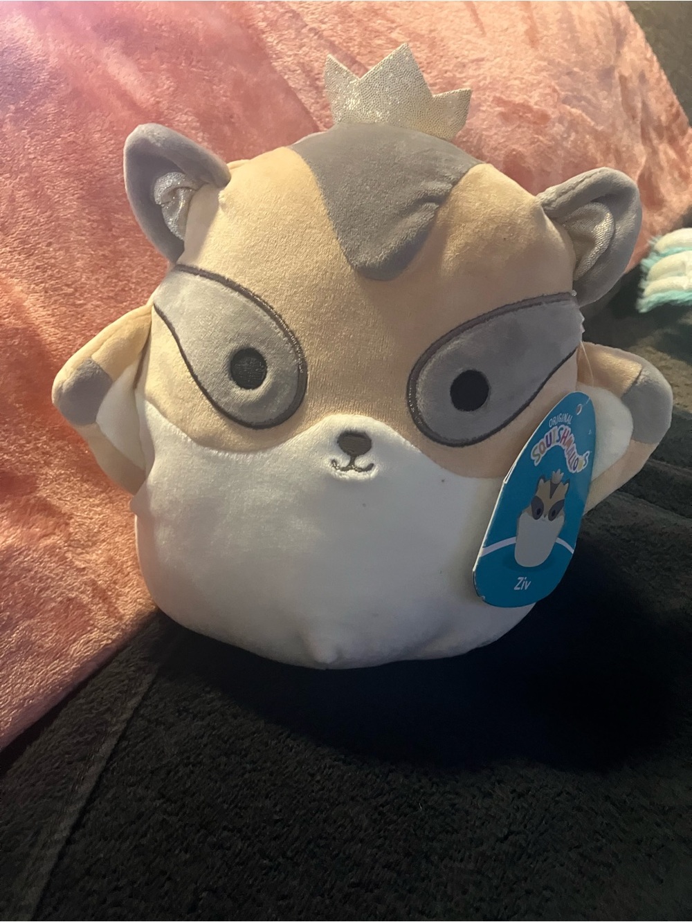 Squishmallows Ziv Husky Plush in Beige, Gray & White with Silver Crown